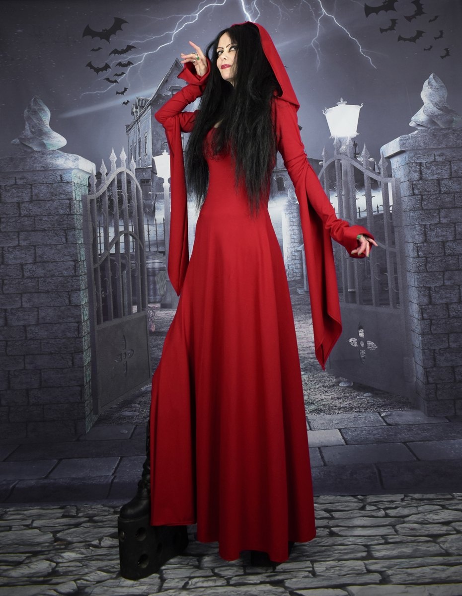 The Morrigan Witch Dress - Epic Cotton Lycra hooded dress witchiness by Moonmaiden Gothic Clothing!