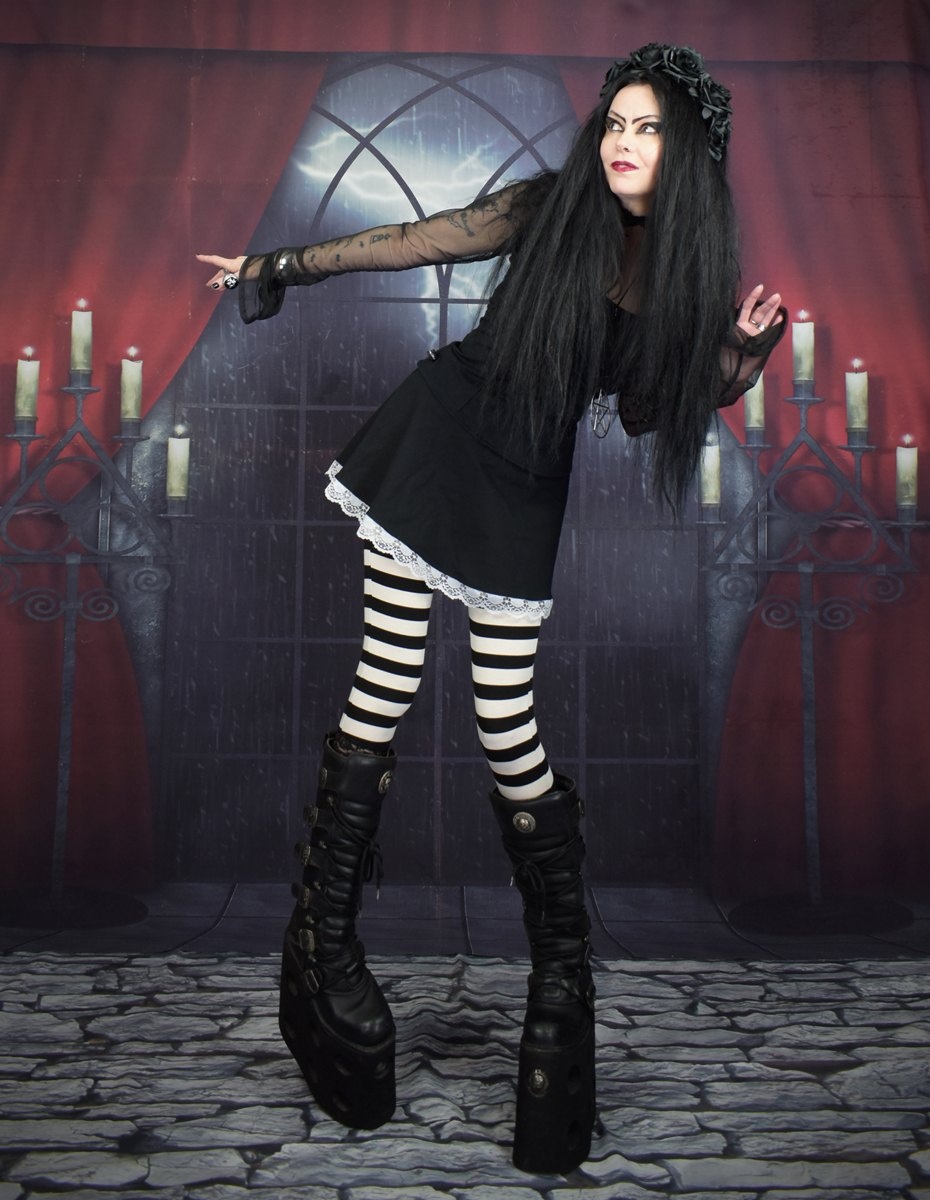 Minerva Craft Top - cotton lycra and mesh witchy top by Moonmaiden Gothic Clothing