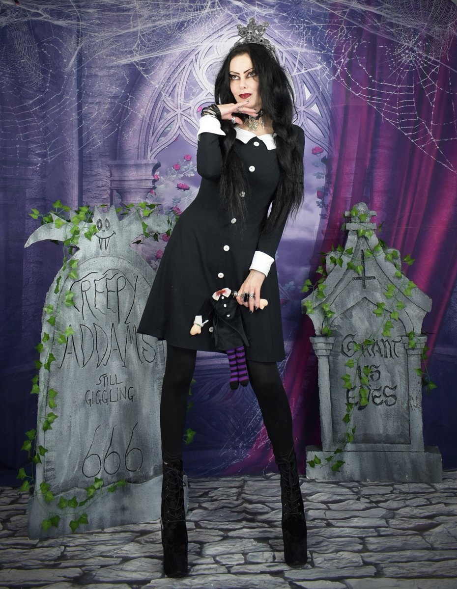 The classic Wednesday Addams Minidress by Moonmaiden Gothic Clothing