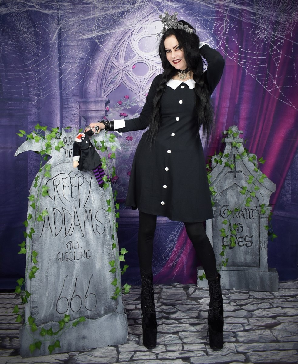 The classic Wednesday Addams Minidress by Moonmaiden Gothic Clothing