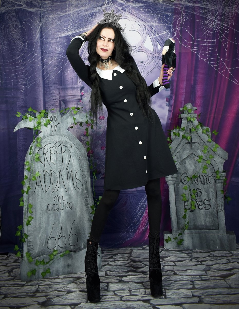 The classic Wednesday Addams Minidress by Moonmaiden Gothic Clothing