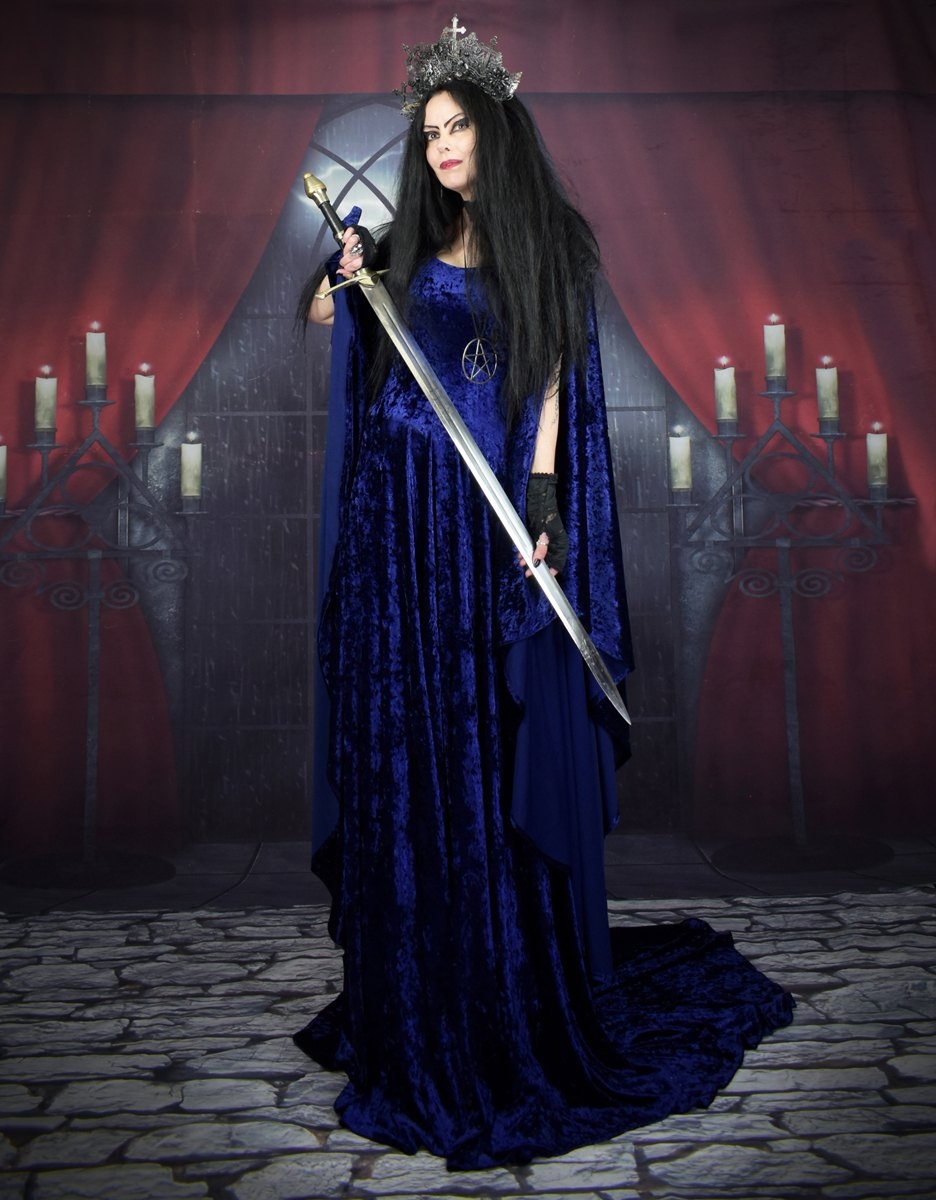 Velvet Fae of the Falls Gown - elven fairy goth medieval witch dress by Moonmaiden Gothic Clothing