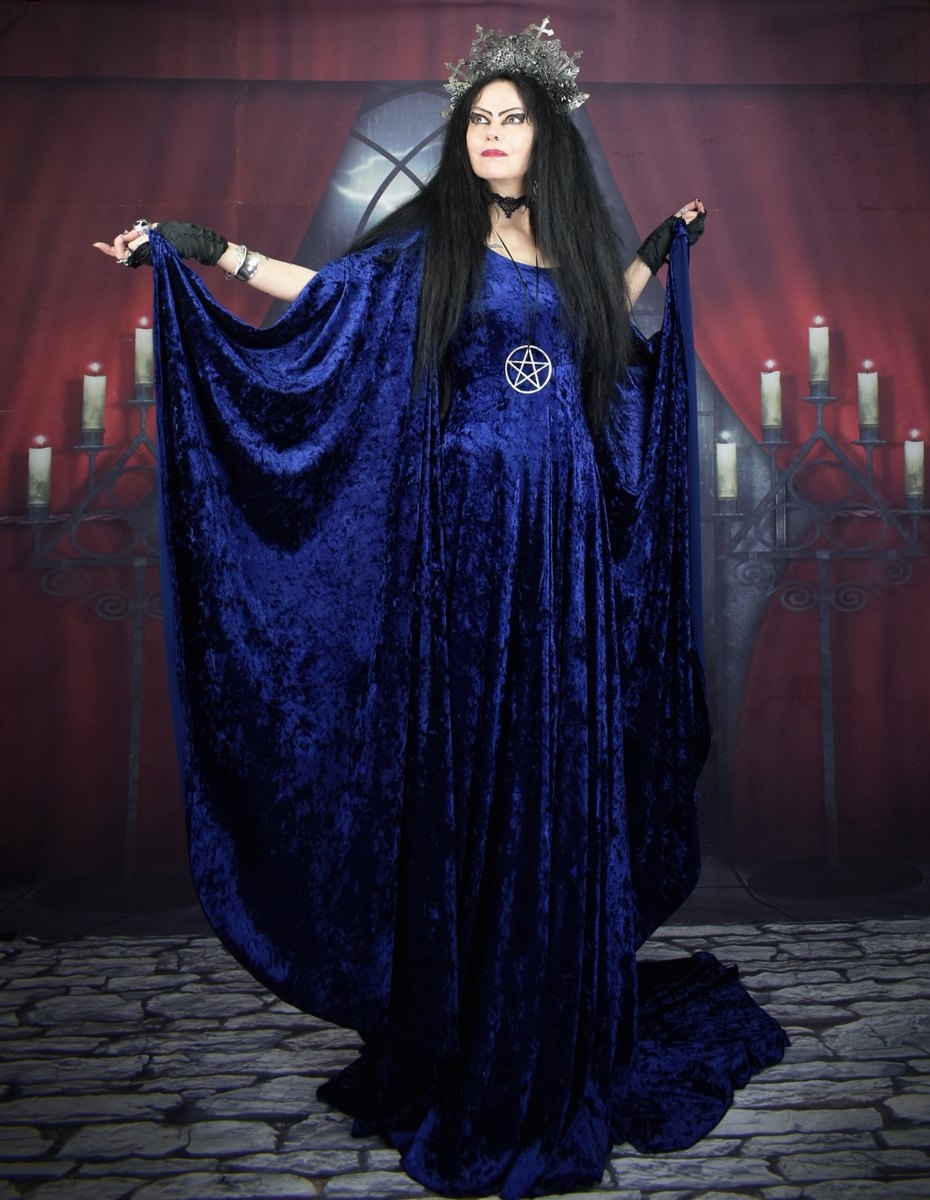 Velvet Fae of the Falls Gown - elven fairy goth medieval witch dress by Moonmaiden Gothic Clothing