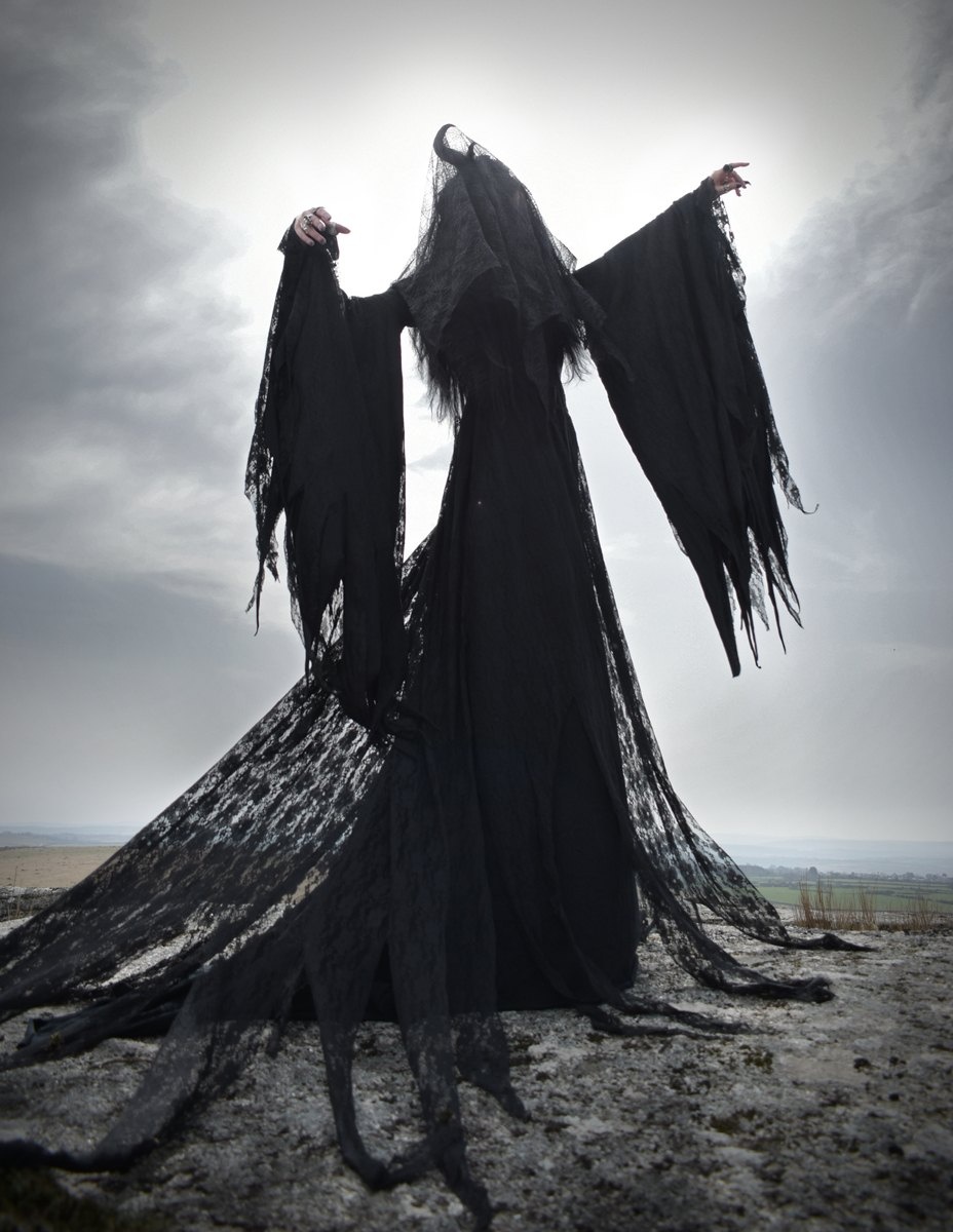 The Nirnaeth Lamentation Gown - cotton and raggedy lace witchy elven dress by Moonmaiden Gothic Clothing