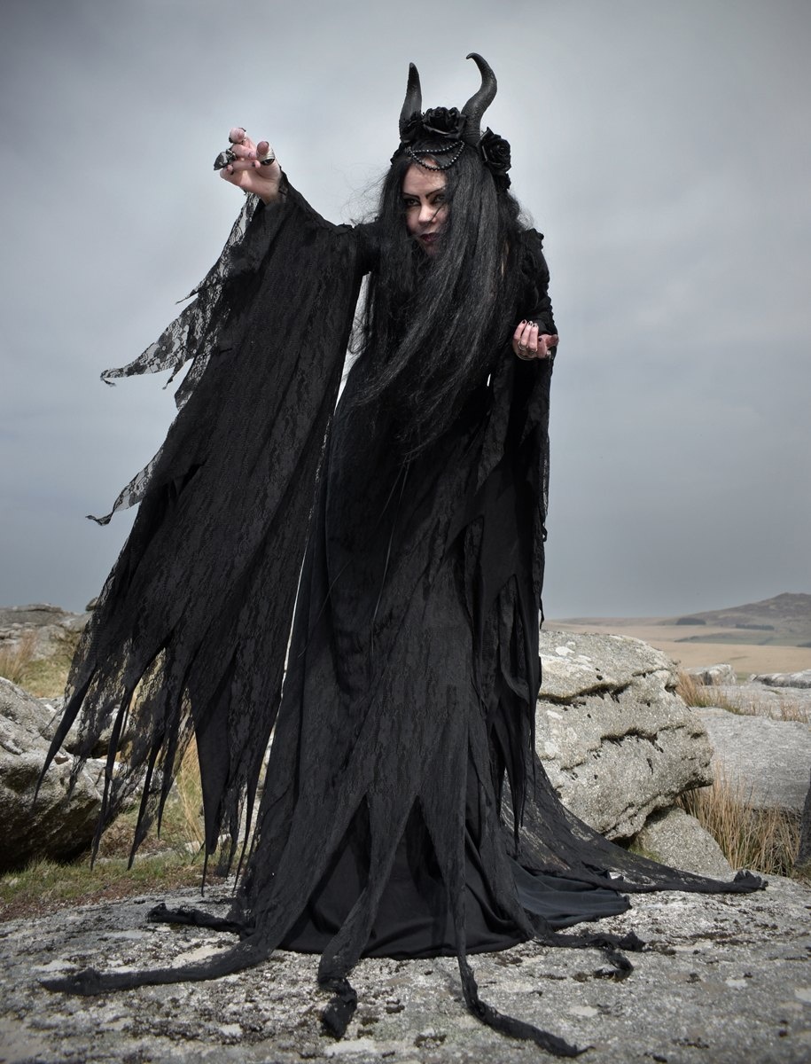 The Nirnaeth Lamentation Gown - cotton and raggedy lace witchy elven dress by Moonmaiden Gothic Clothing