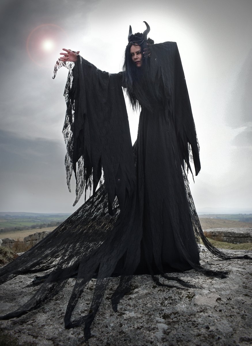 The Nirnaeth Lamentation Gown - cotton and raggedy lace witchy elven dress by Moonmaiden Gothic Clothing