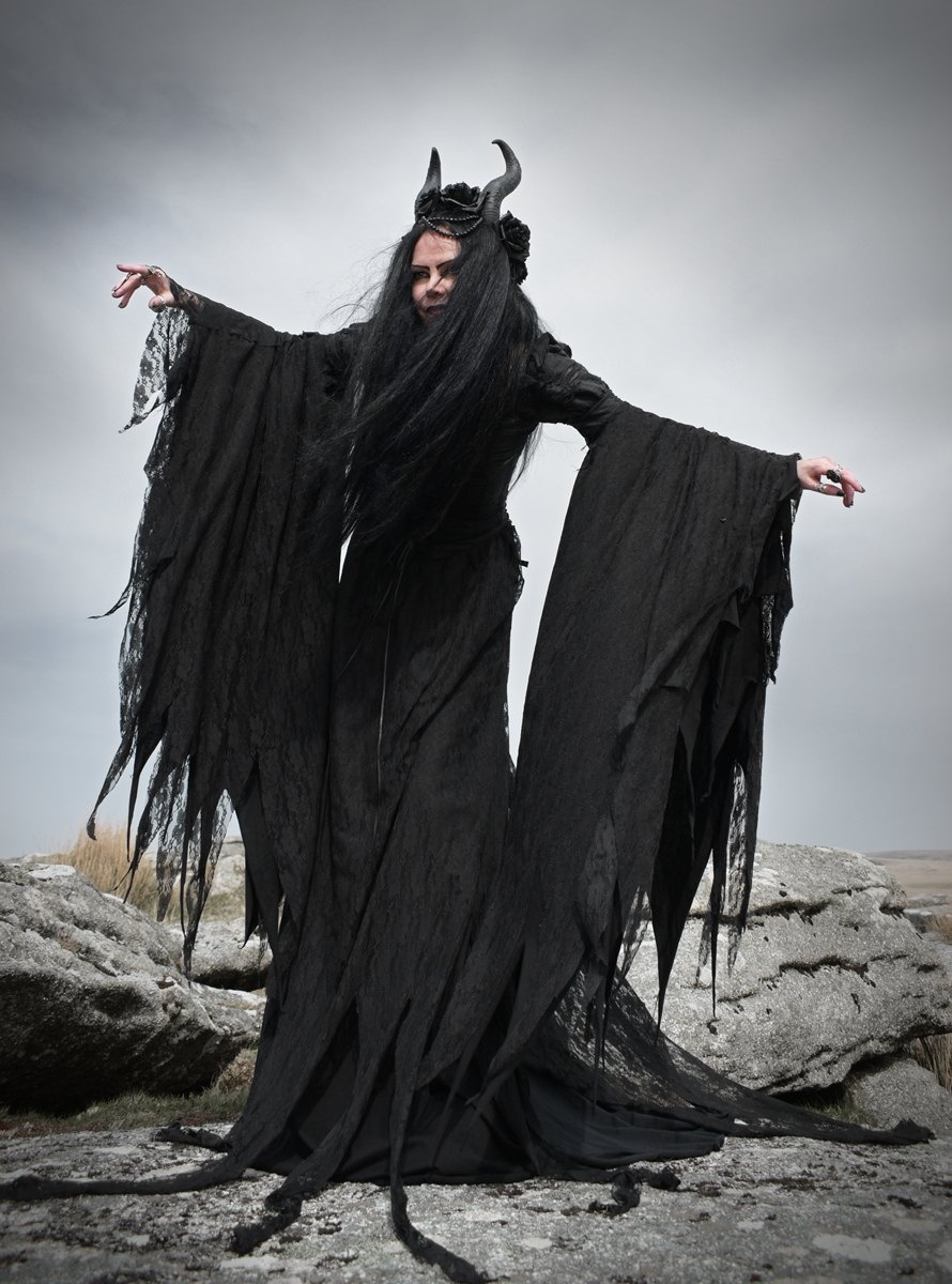 The Nirnaeth Lamentation Gown - cotton and raggedy lace witchy elven dress by Moonmaiden Gothic Clothing