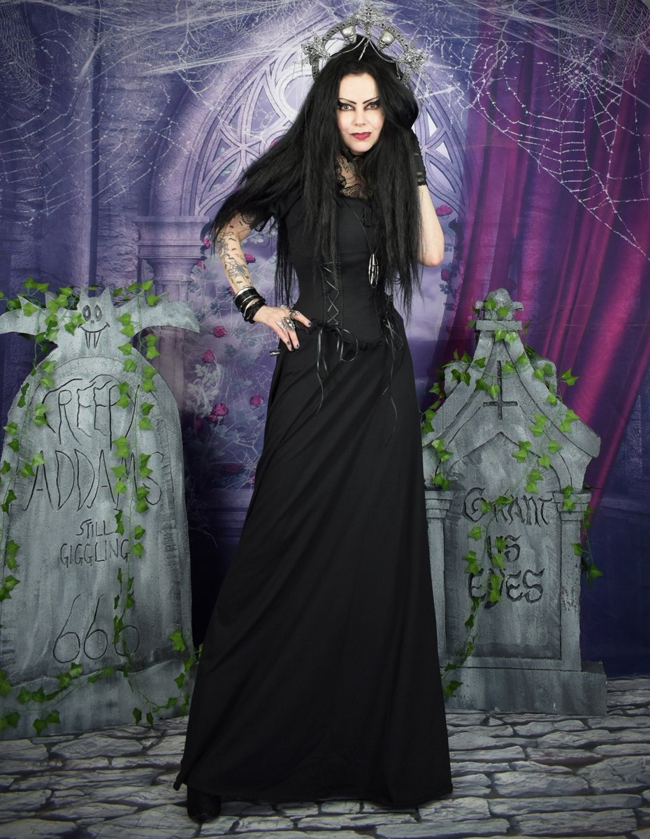 Graveheart Noir Dress - cotton lycra witchy dress by Moonmaiden Gothic Clothing