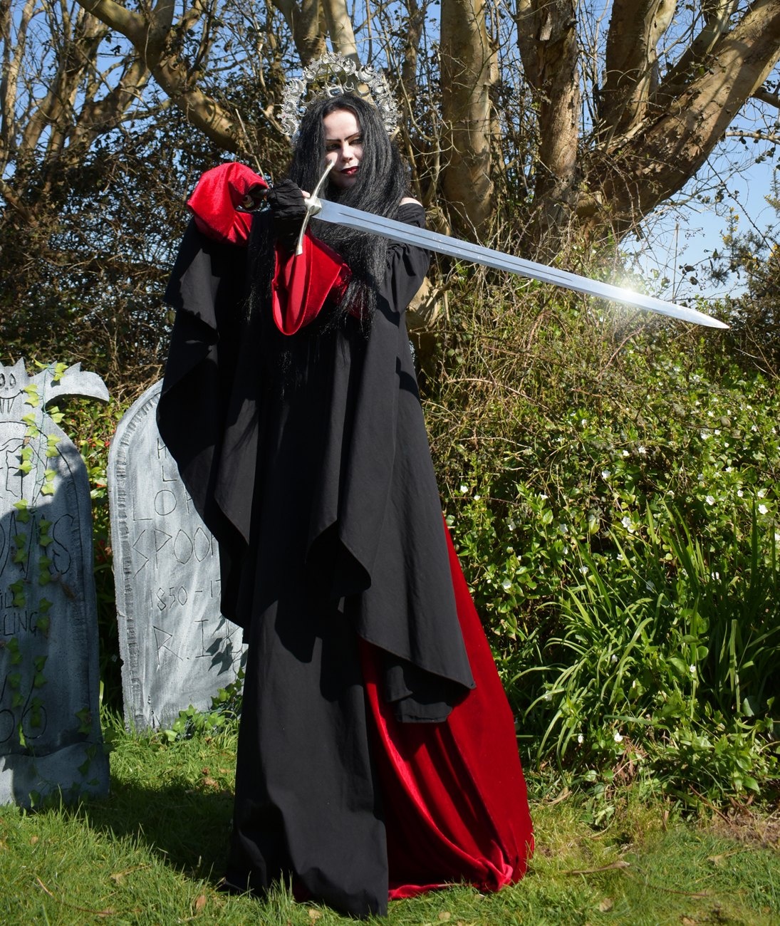 Shieldmaiden Dress - spandex velvet witchy dress by Moonmaiden Gothic Clothing