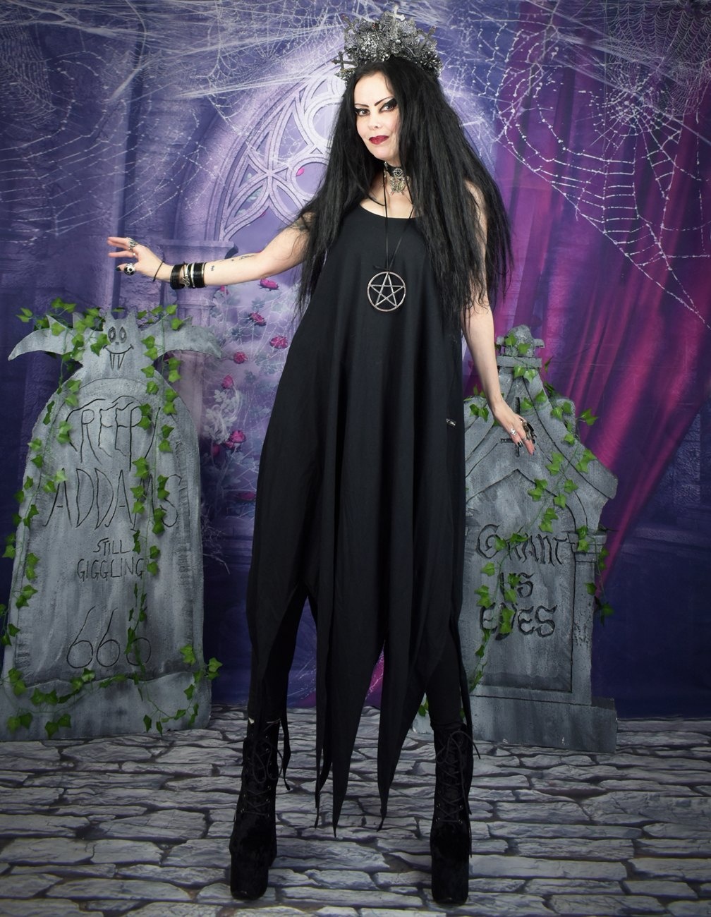 Starwitch Dress  - Cotton Jersey Floaty Witch Dress by Moonmaiden Gothic Clothing