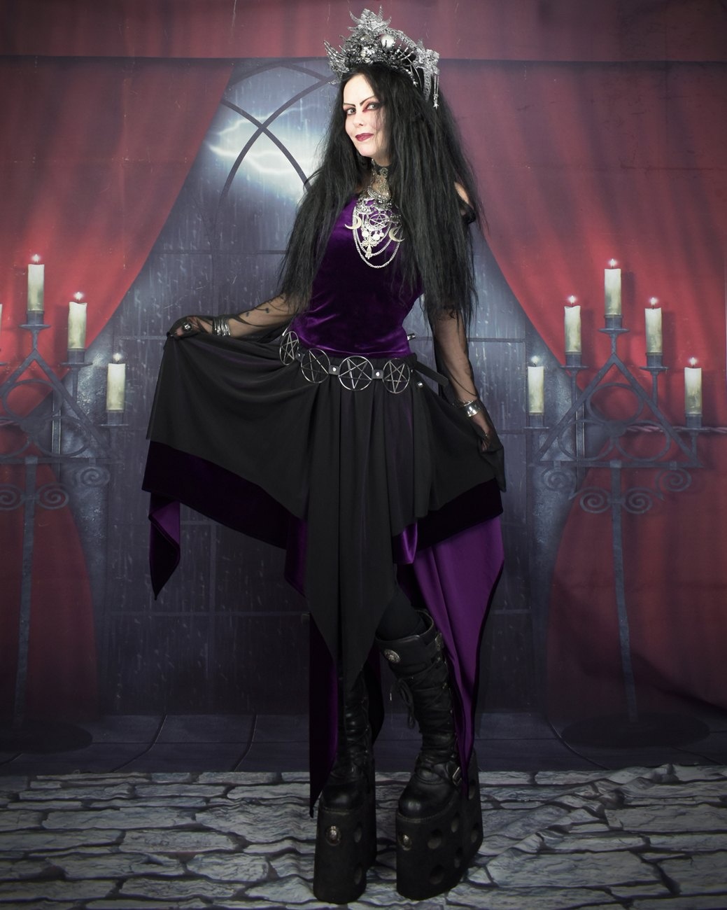 Nezaria Skirt - witchy elven velvet and mesh skirt by Moonmaiden Gothic Clothing