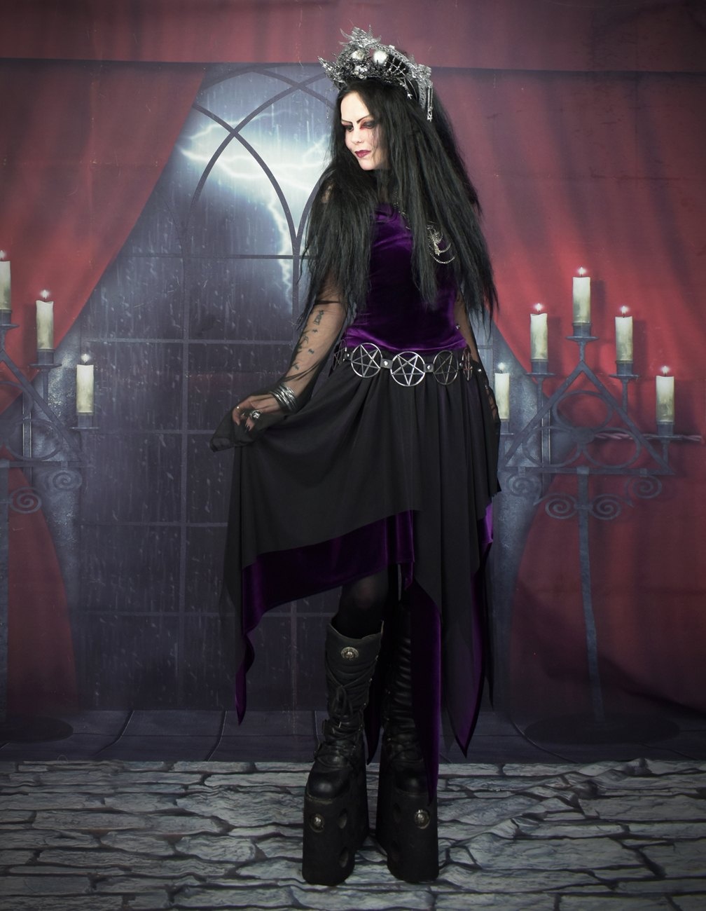 Nezaria Skirt - witchy elven velvet and mesh skirt by Moonmaiden Gothic Clothing