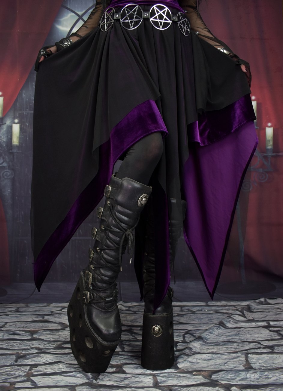 Nezaria Skirt - witchy elven velvet and mesh skirt by Moonmaiden Gothic Clothing