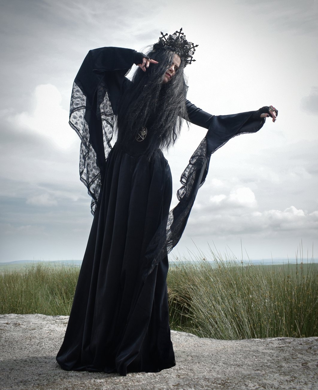 Summertary Gown - Velvet and Lace epic goth witch dress by Moonmaiden Gothic Clothing