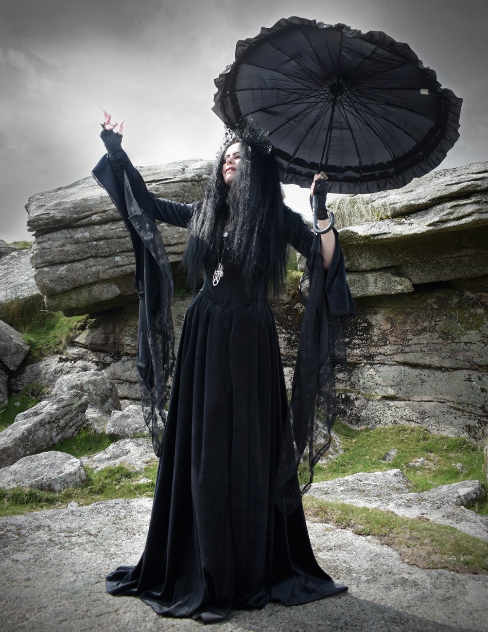 Summertary Gown - Velvet and Lace epic goth witch dress by Moonmaiden Gothic Clothing