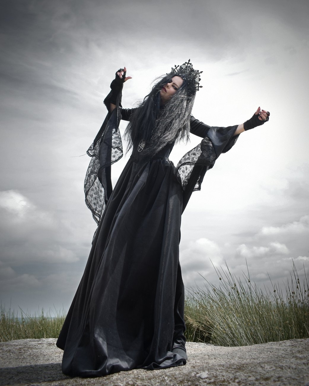 Summertary Gown - Velvet and Lace epic goth witch dress by Moonmaiden Gothic Clothing