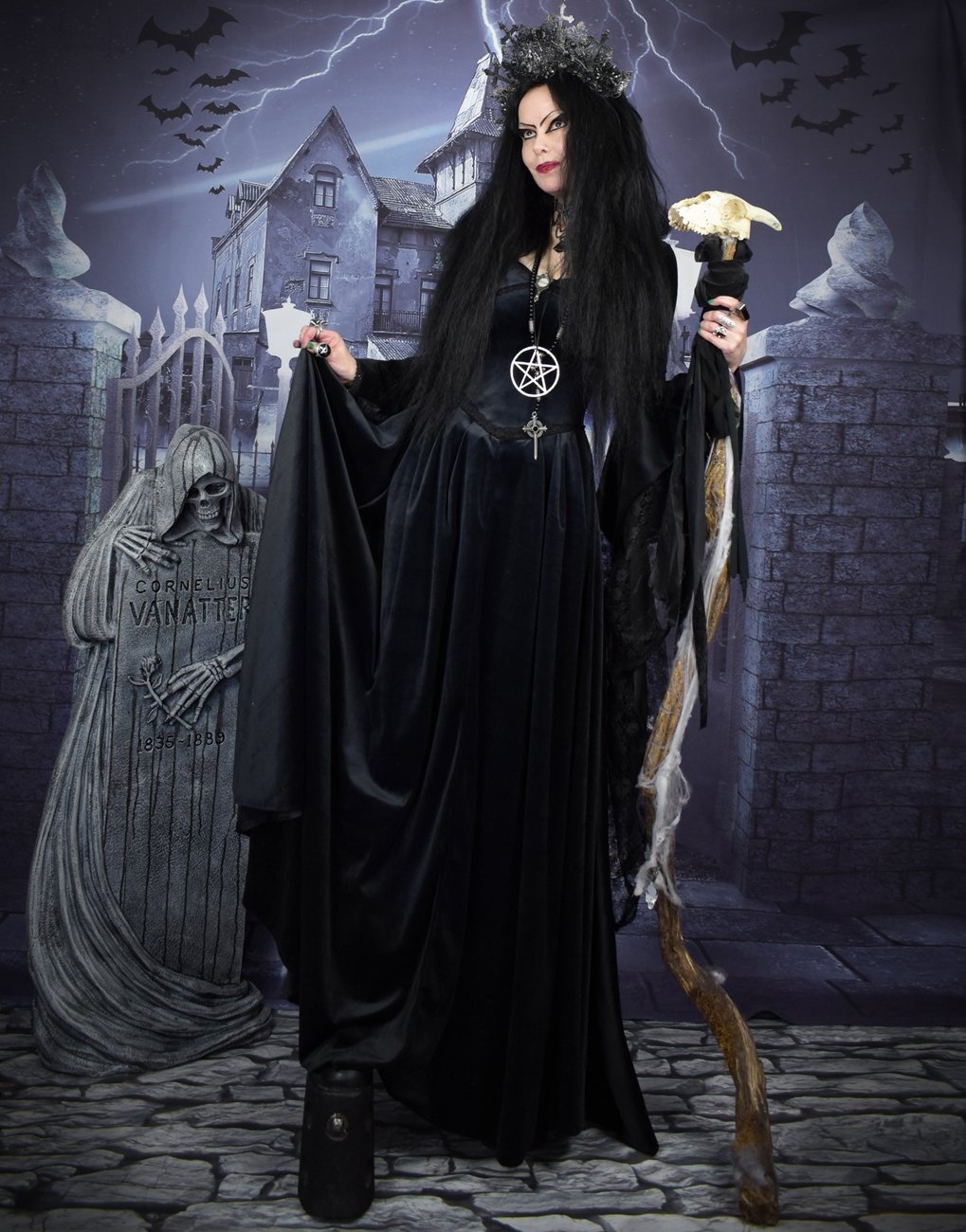 Summertary Gown - Velvet and Lace epic goth witch dress by Moonmaiden Gothic Clothing