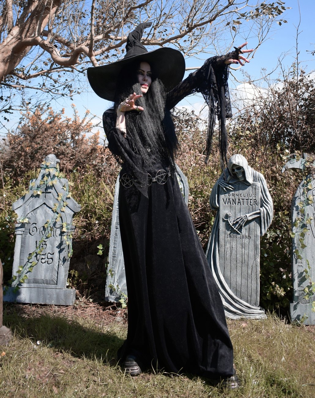 Witching Hour Dress - velvet and lace goth witch dress by Moonmaiden