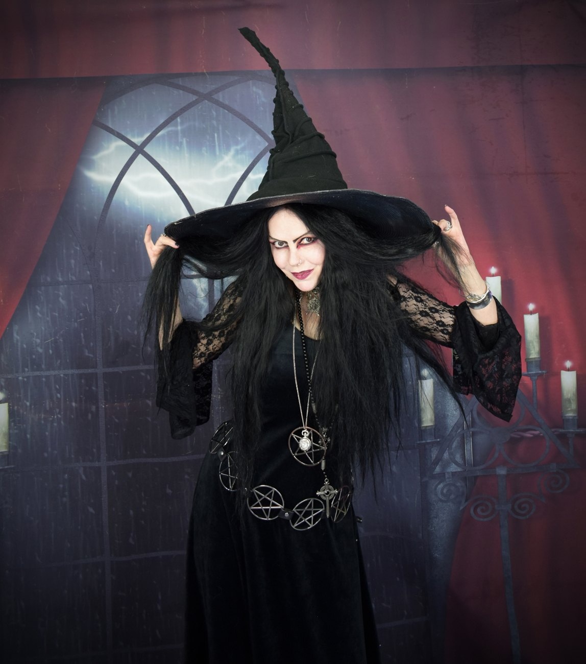 Witching Hour Dress - velvet and lace goth witch dress by Moonmaiden