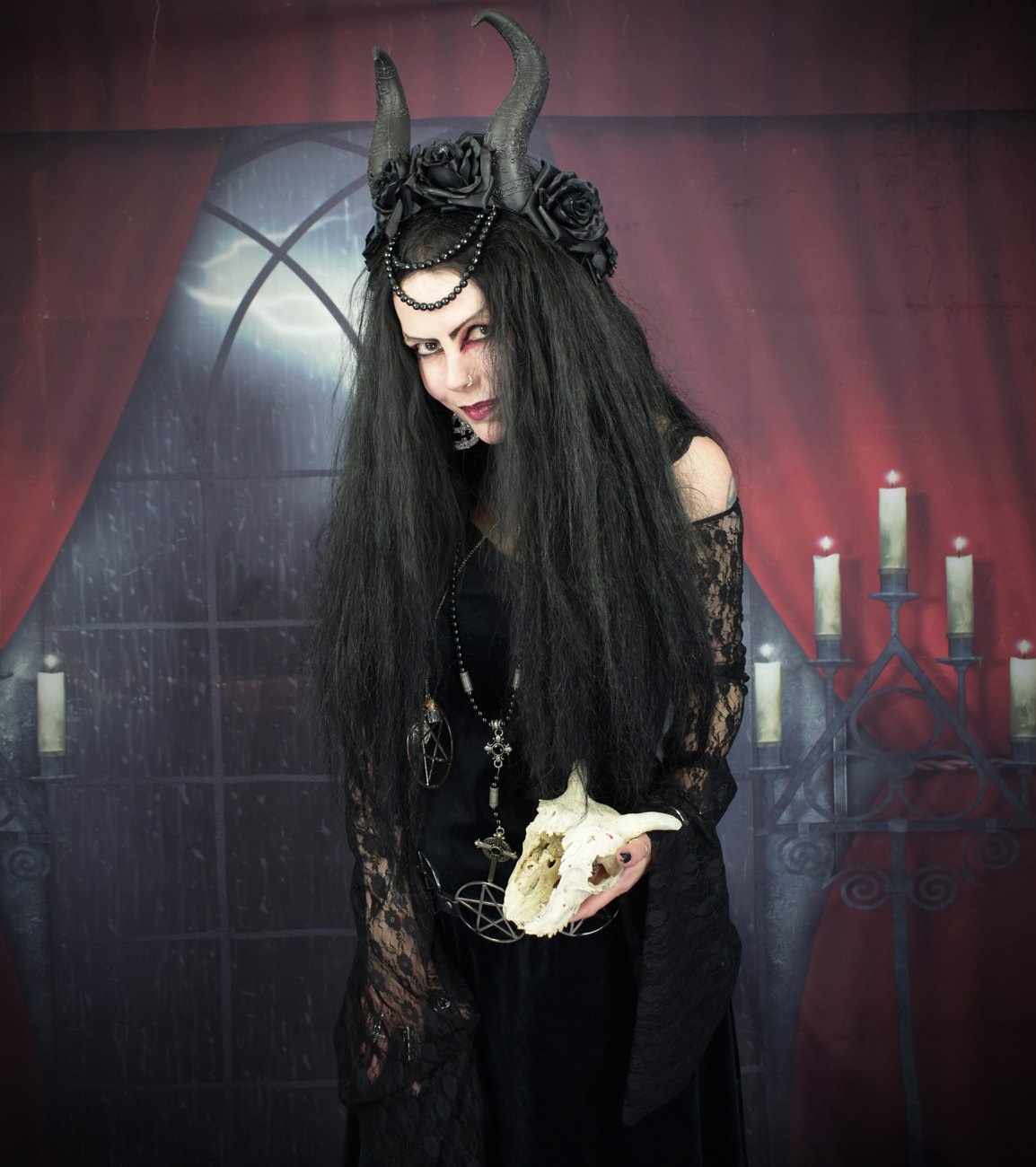 Witching Hour Dress - velvet and lace goth witch dress by Moonmaiden