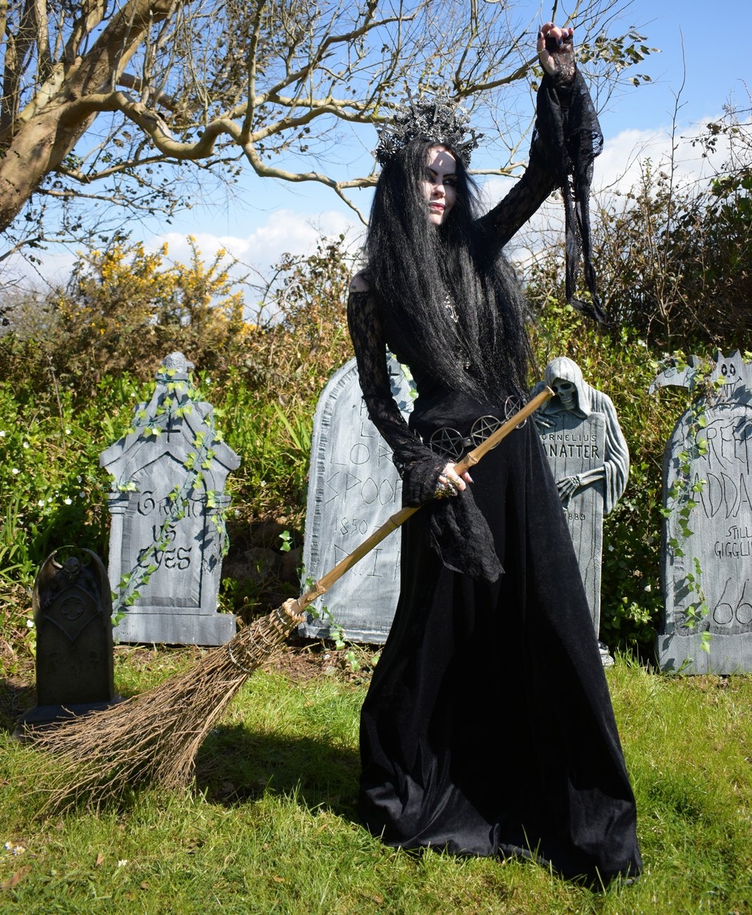 Witching Hour Dress - velvet and lace goth witch dress by Moonmaiden