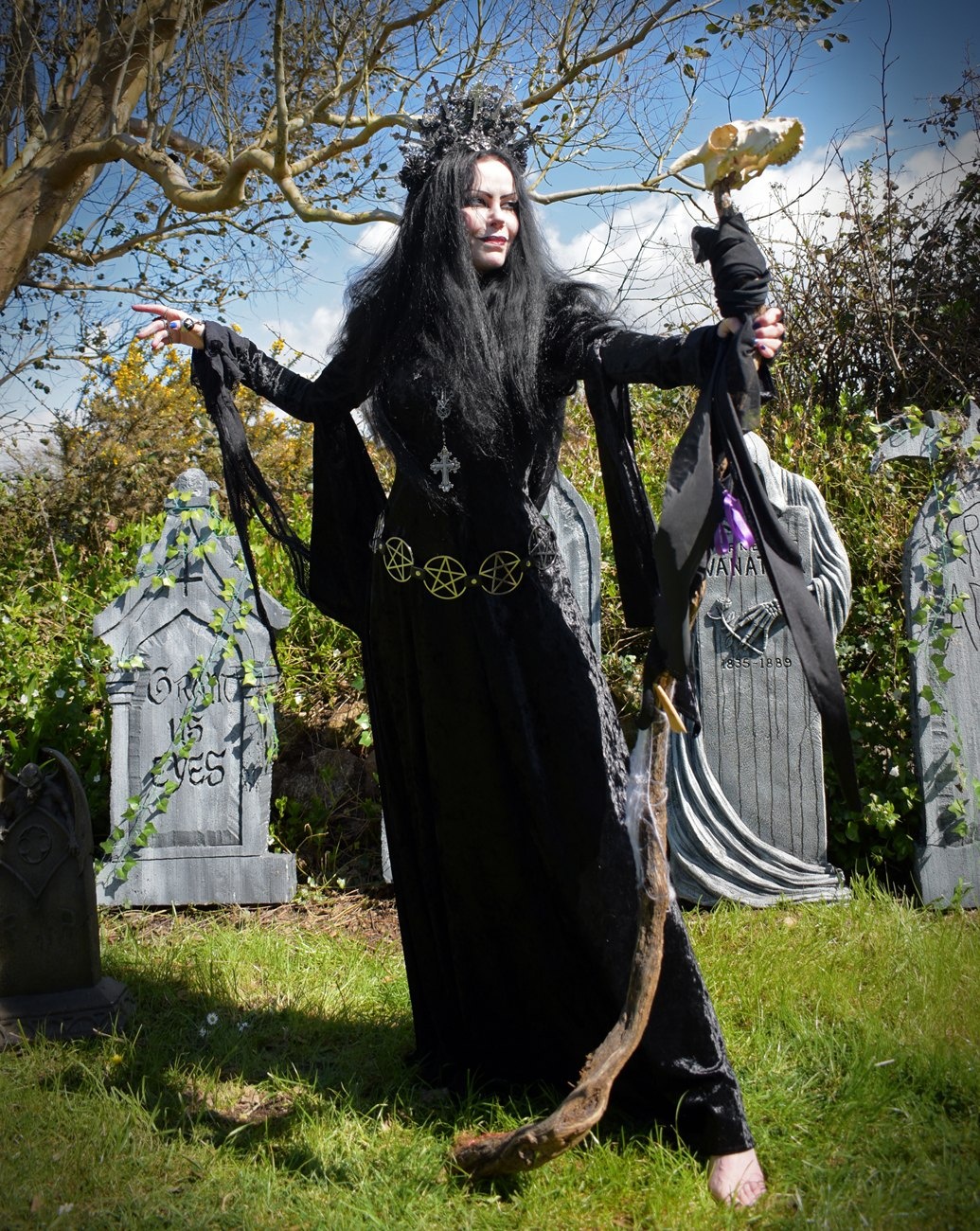 Velvet Morrigan Witch Dress - crushed velvet witchy goth gown by Moonmaiden Gothic Clothing