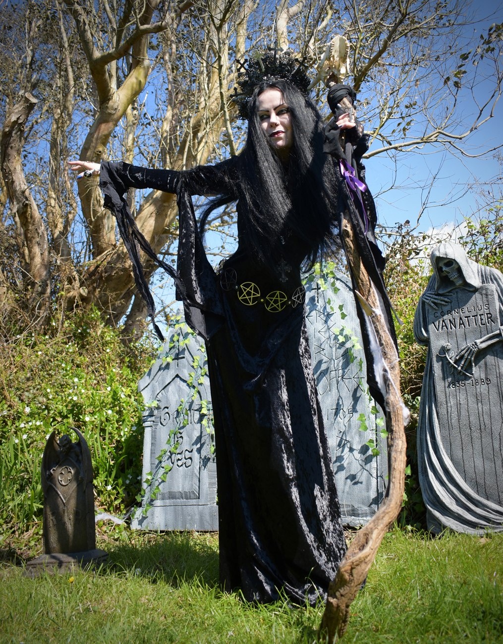 Velvet Morrigan Witch Dress - crushed velvet witchy goth gown by Moonmaiden Gothic Clothing