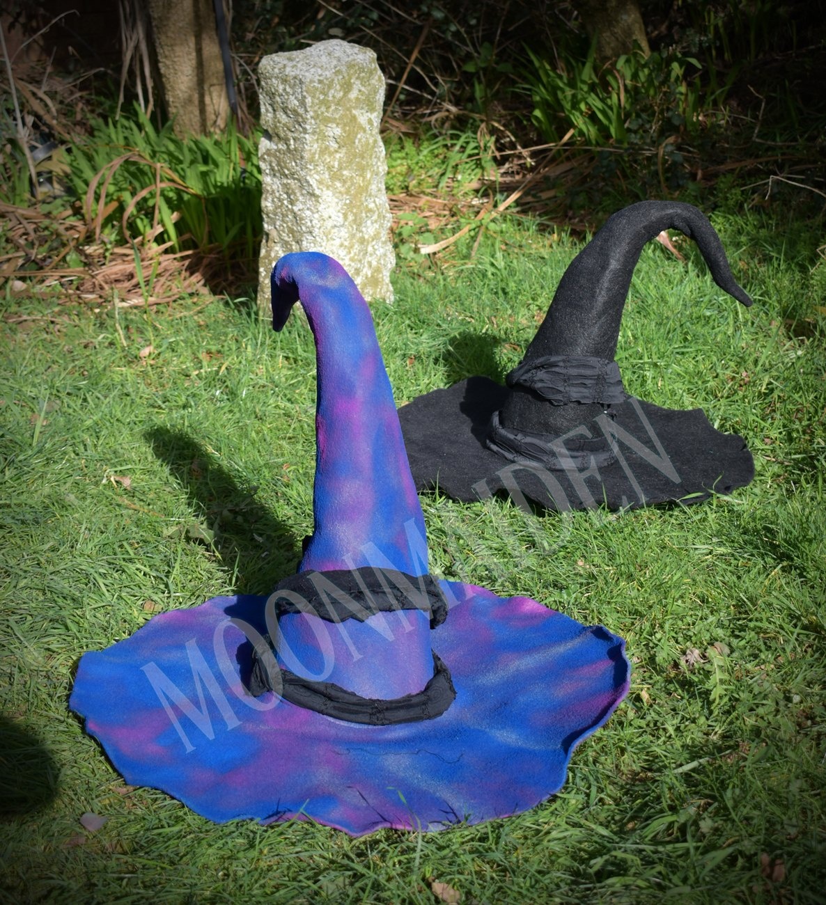 Hippywitch Hat - epic witch hat in purple and blue by Moonmaiden Gothic Clothing