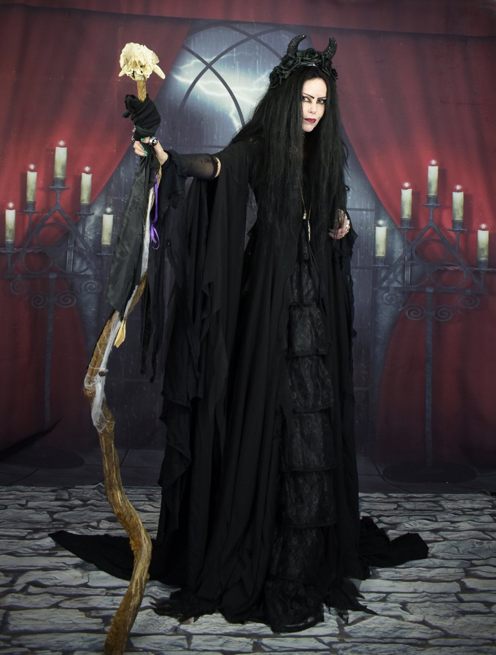 The Lilithia Gown - a raven-hued epic witch dress by Moonmaiden Gothic Clothing