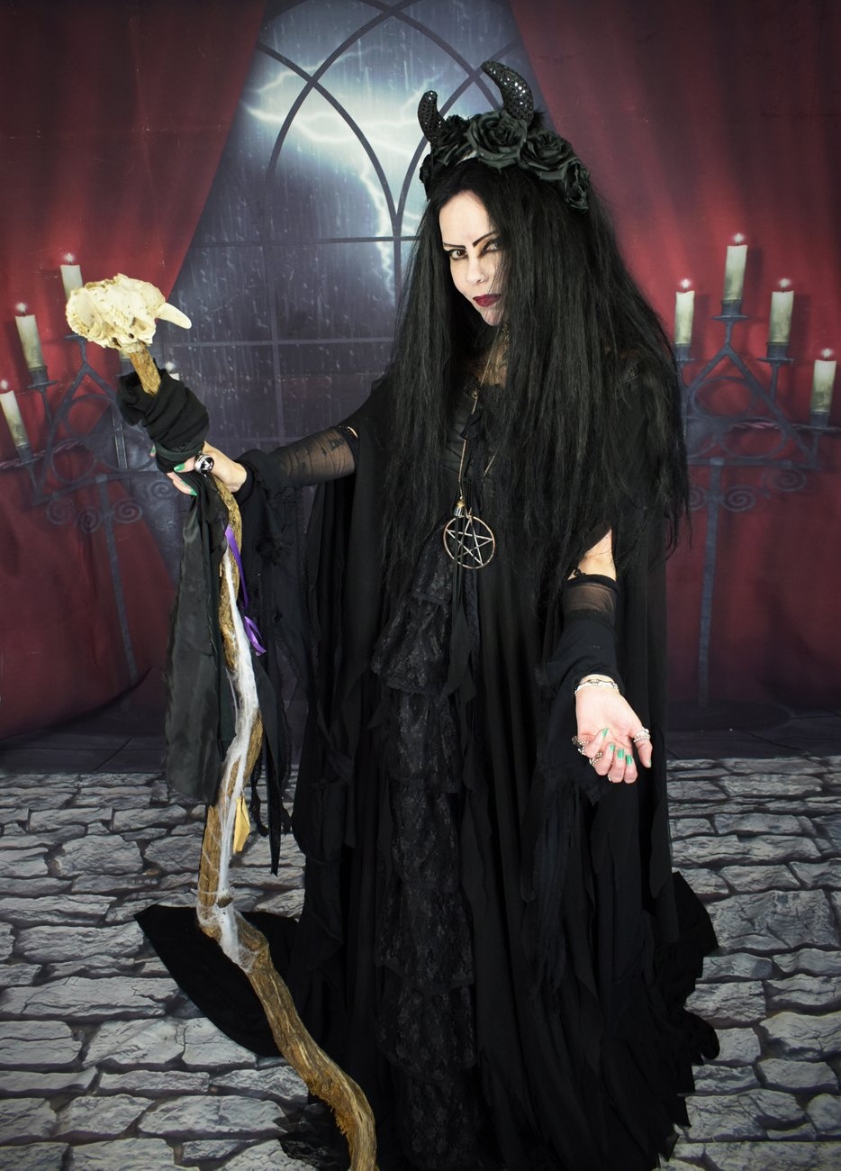 The Lilithia Gown - a raven-hued epic witch dress by Moonmaiden Gothic Clothing