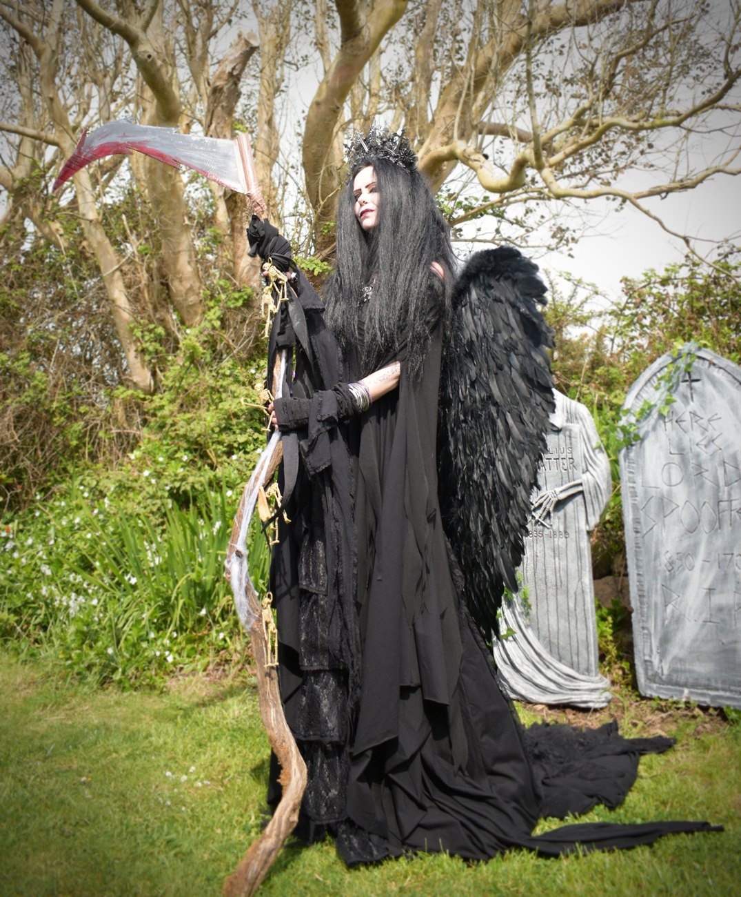 The Lilithia Gown - a raven-hued epic witch dress by Moonmaiden Gothic Clothing