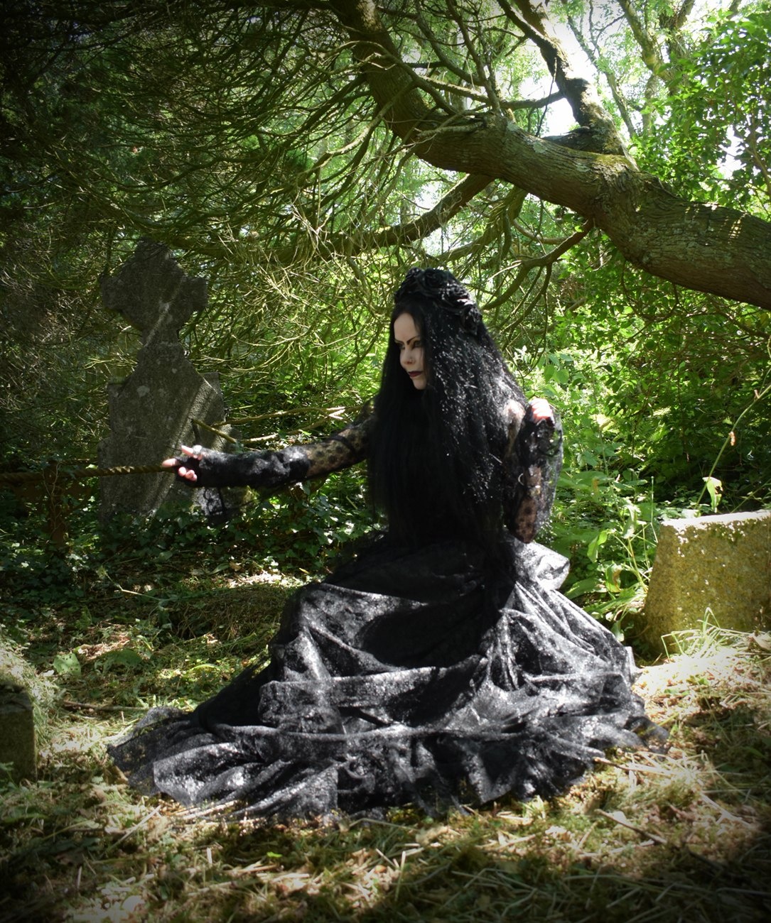 Metallia Bustle Gown - velvet, lace and taffeta steampunk victorian gown by Moonmaiden Gothic Clothing