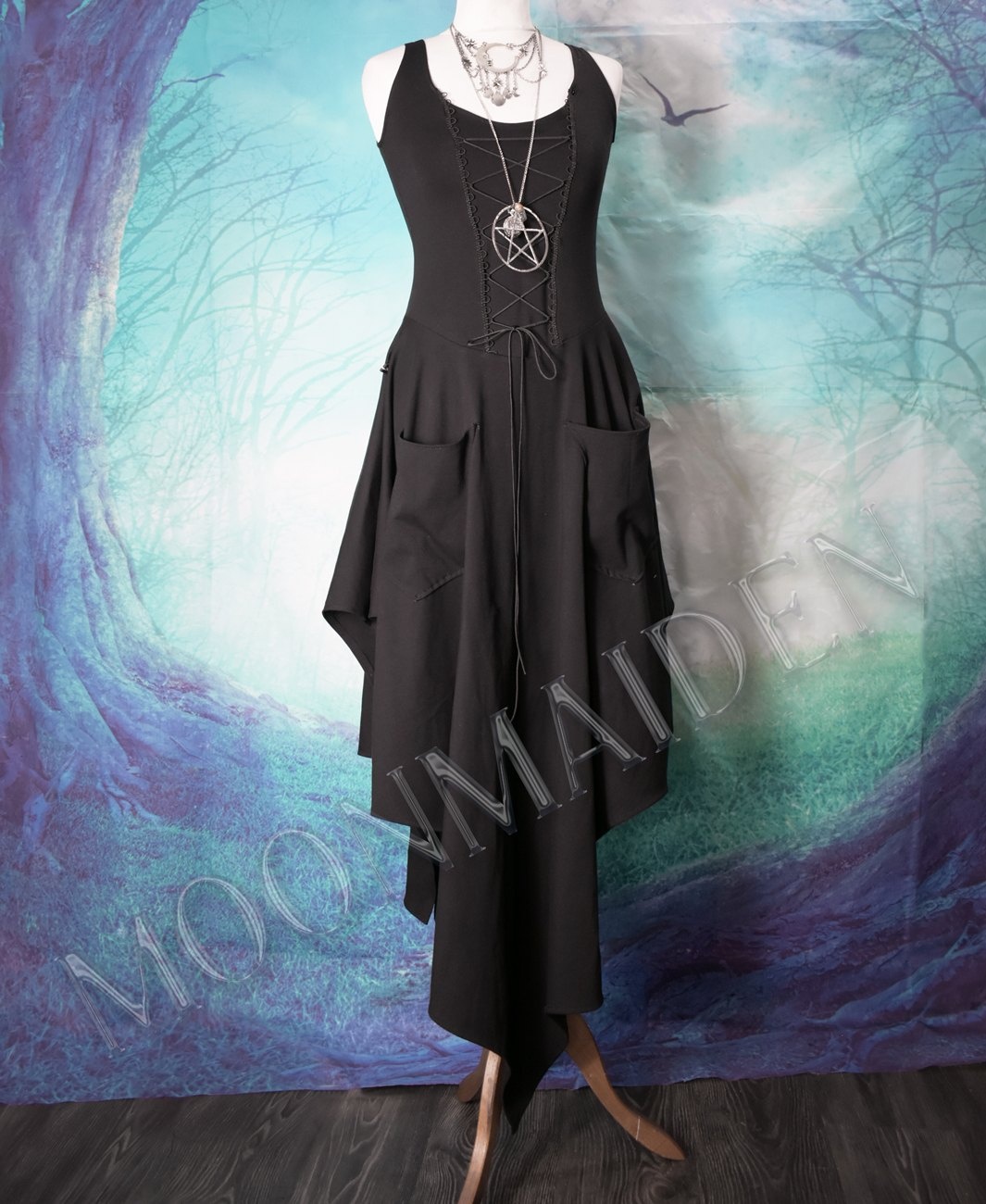 Hedgewytch Dress - cotton lycra witchy goth dress with pockets!