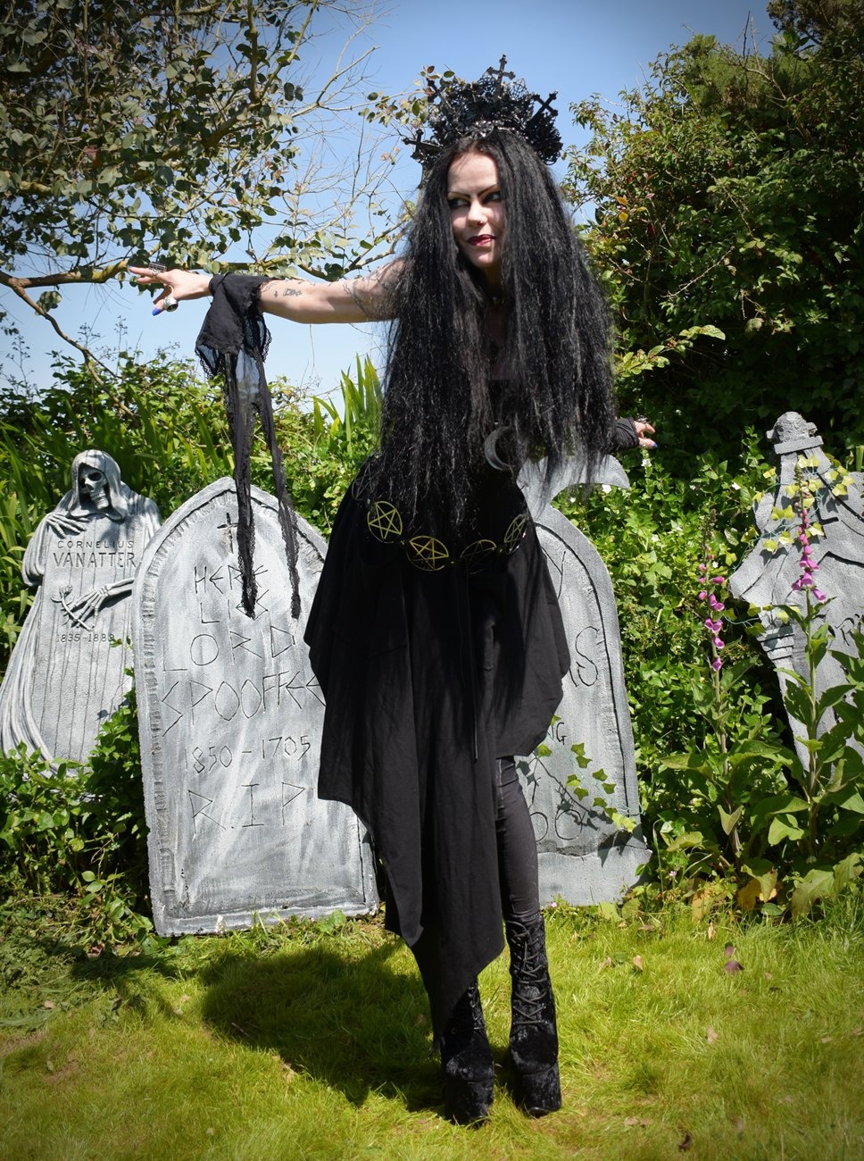 Hedgewytch Dress - cotton lycra witchy goth dress with pockets!