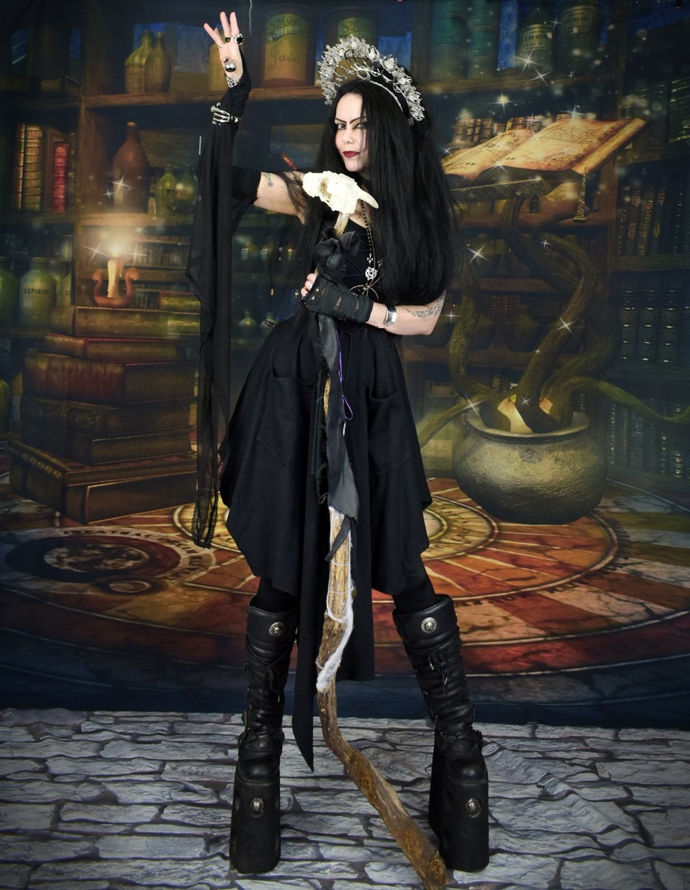 Hedgewytch Dress - cotton lycra witchy goth dress with pockets!