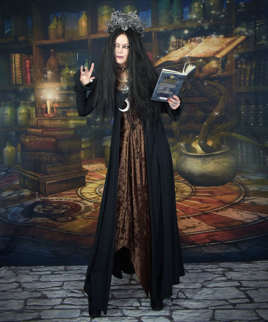 Minerva Witch Duster Coat- cotton lycra long witchy goth coat by Moonmaiden Gothic Clothing