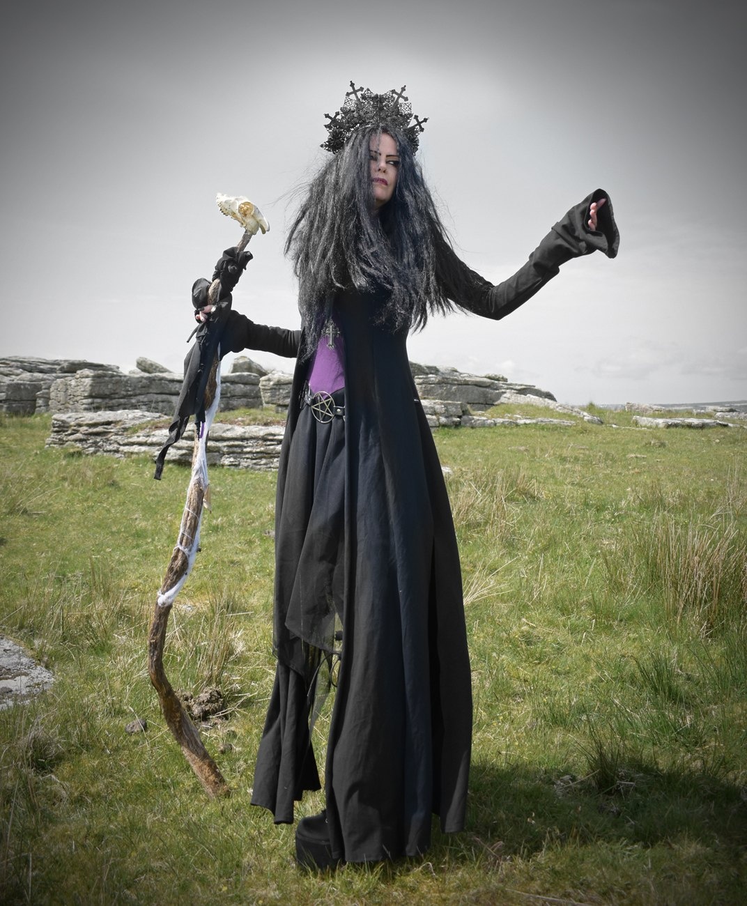 Minerva Witch Duster Coat- cotton lycra long witchy goth coat by Moonmaiden Gothic Clothing