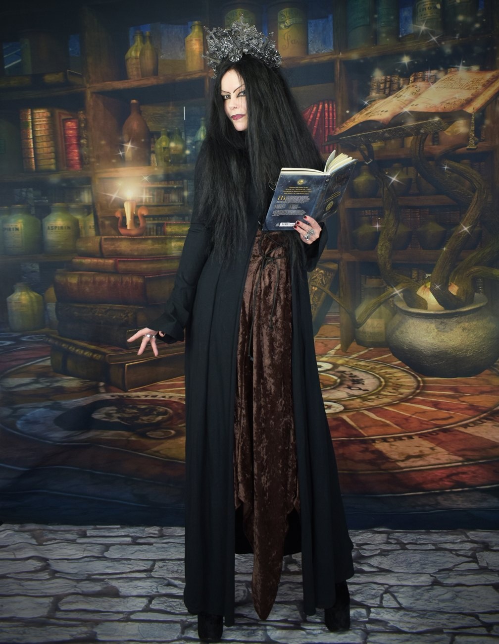 Minerva Witch Duster Coat- cotton lycra long witchy goth coat by Moonmaiden Gothic Clothing