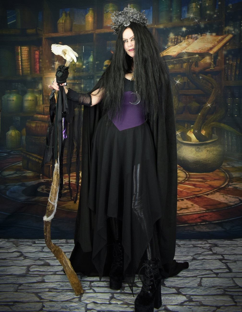 Autumn Sky Dress - cotton and mesh swishy witchy goth dress by Moonmaiden Gothic Clothing