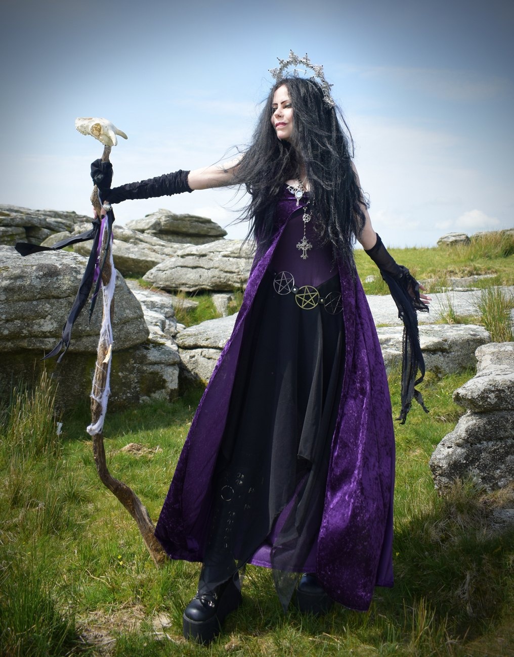 Velvet Minerva Duster Coat - crushed velvet hooded witchy over coat by Moonmaiden Gothic Clothing