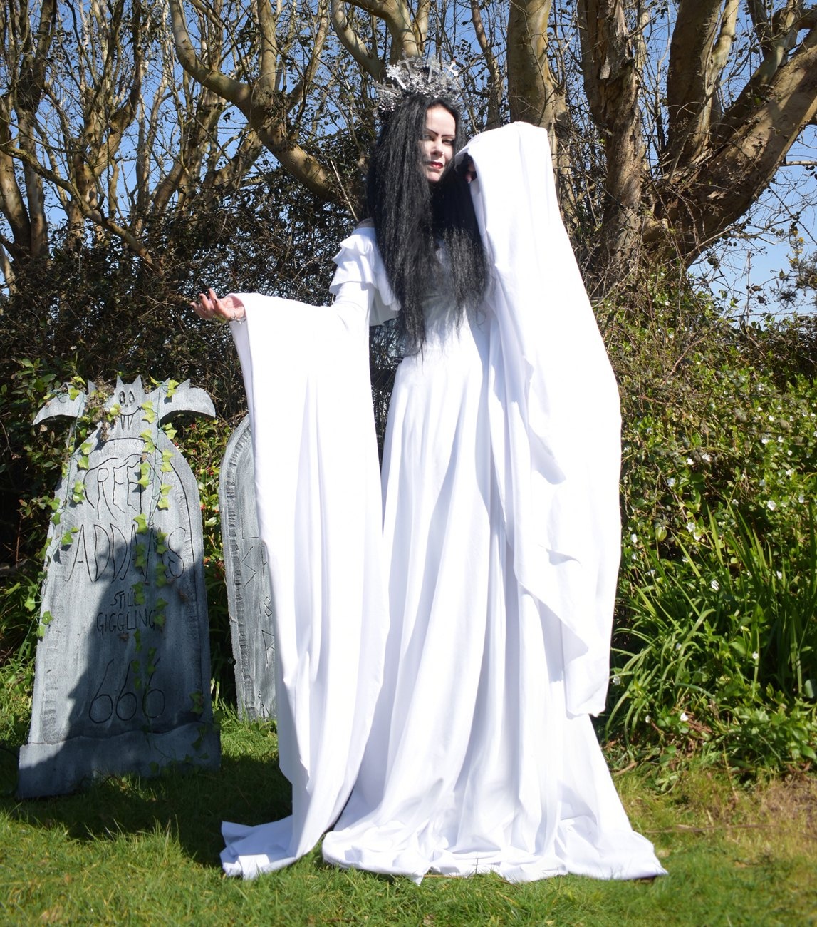 Aredhel Gown - cotton lycra elven witchy goth dress by Moonmaiden Gothic Clothing