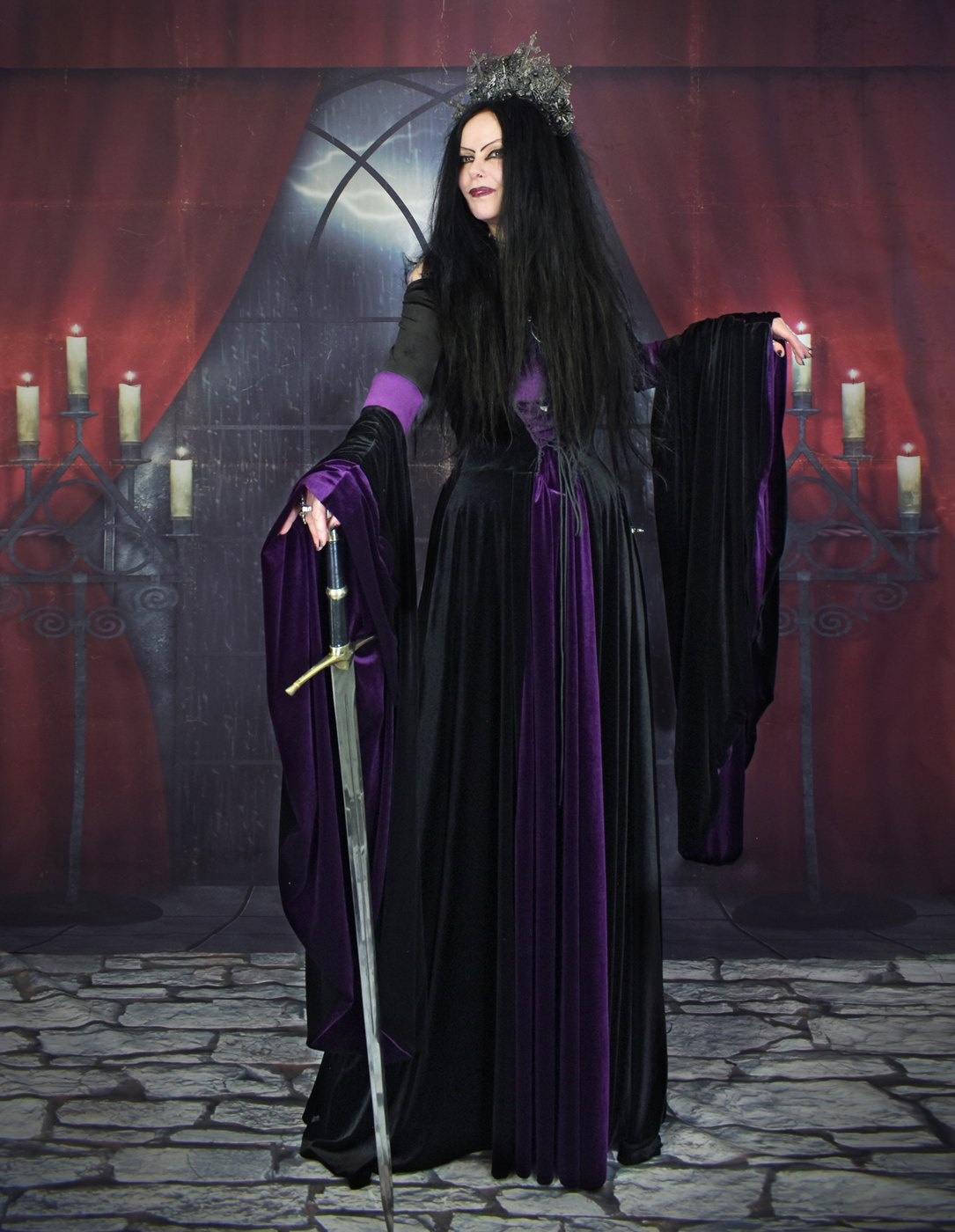 Medieval Maiden Gown - Special Edition - velvet medieval witch dress by Moonmaiden Gothic Clothing
