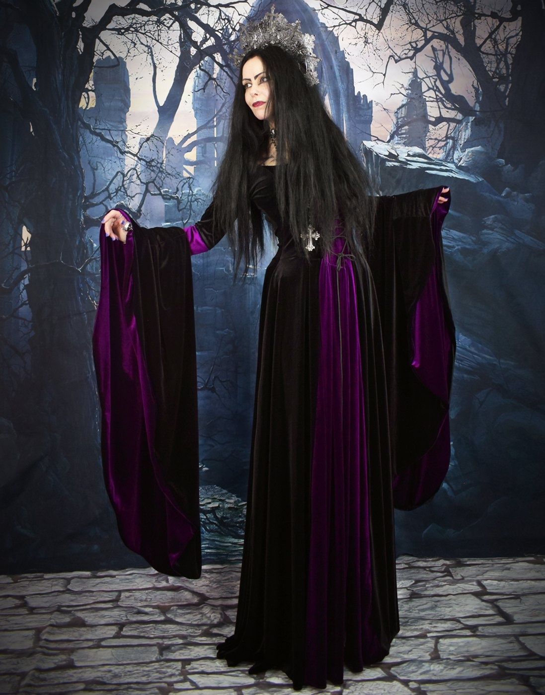 Medieval Maiden Gown - Special Edition - velvet medieval witch dress by Moonmaiden Gothic Clothing