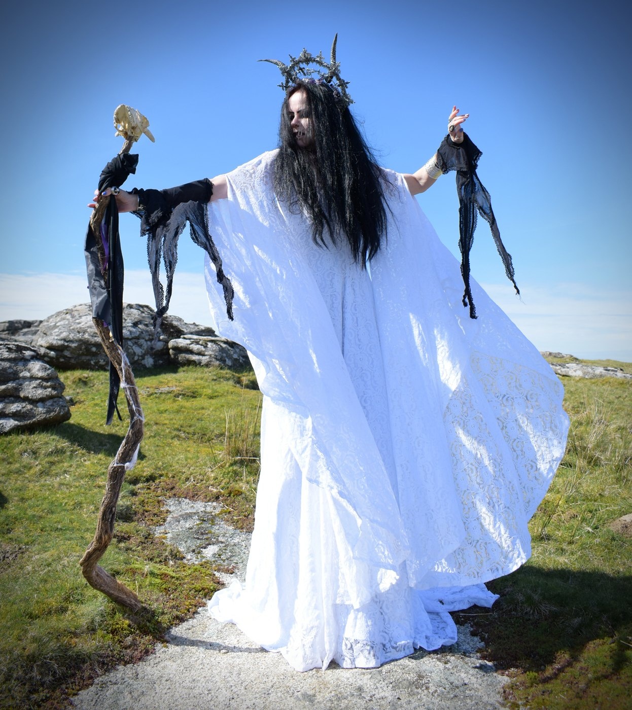 The Fall of Isolde Gown - cotton and lace medieval witchy elven dress by Moonmaiden Gothic Clothing