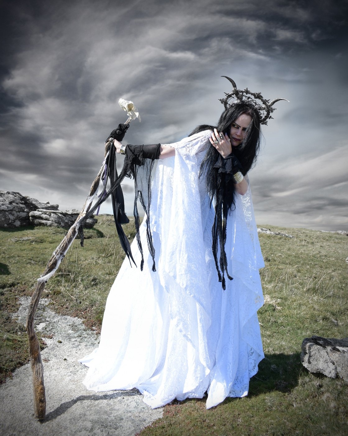 The Fall of Isolde Gown - cotton and lace medieval witchy elven dress by Moonmaiden Gothic Clothing