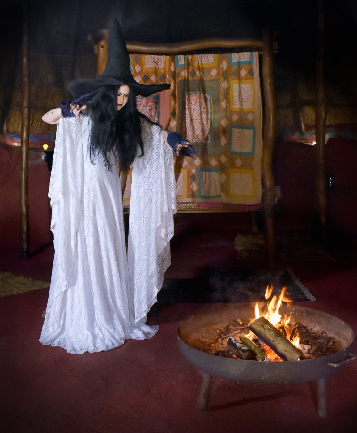 The Fall of Isolde Gown - cotton and lace medieval witchy elven dress by Moonmaiden Gothic Clothing