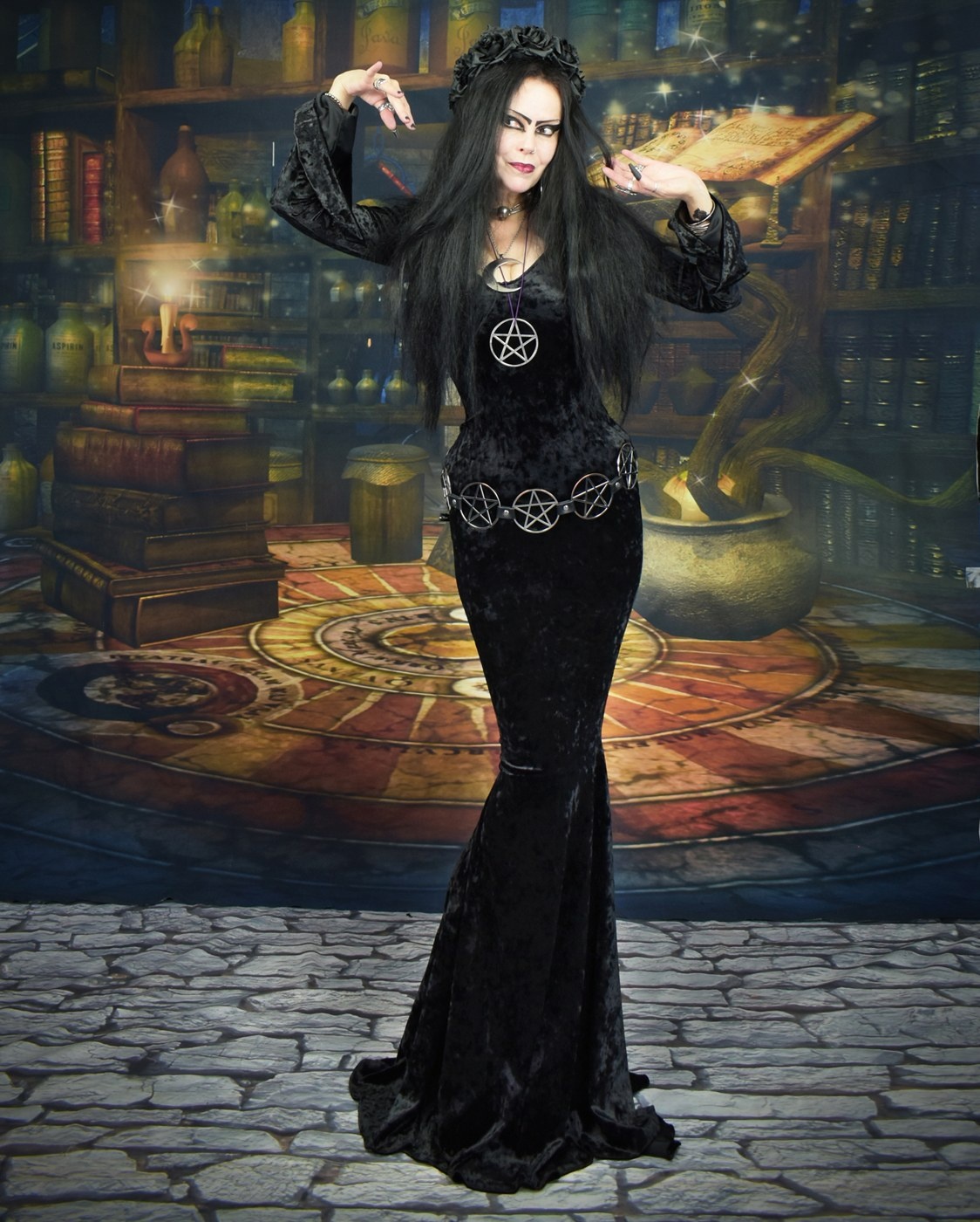 Slinky Morty Dress - velvet morticia addams dress by Moonmaiden Gothic Clothing