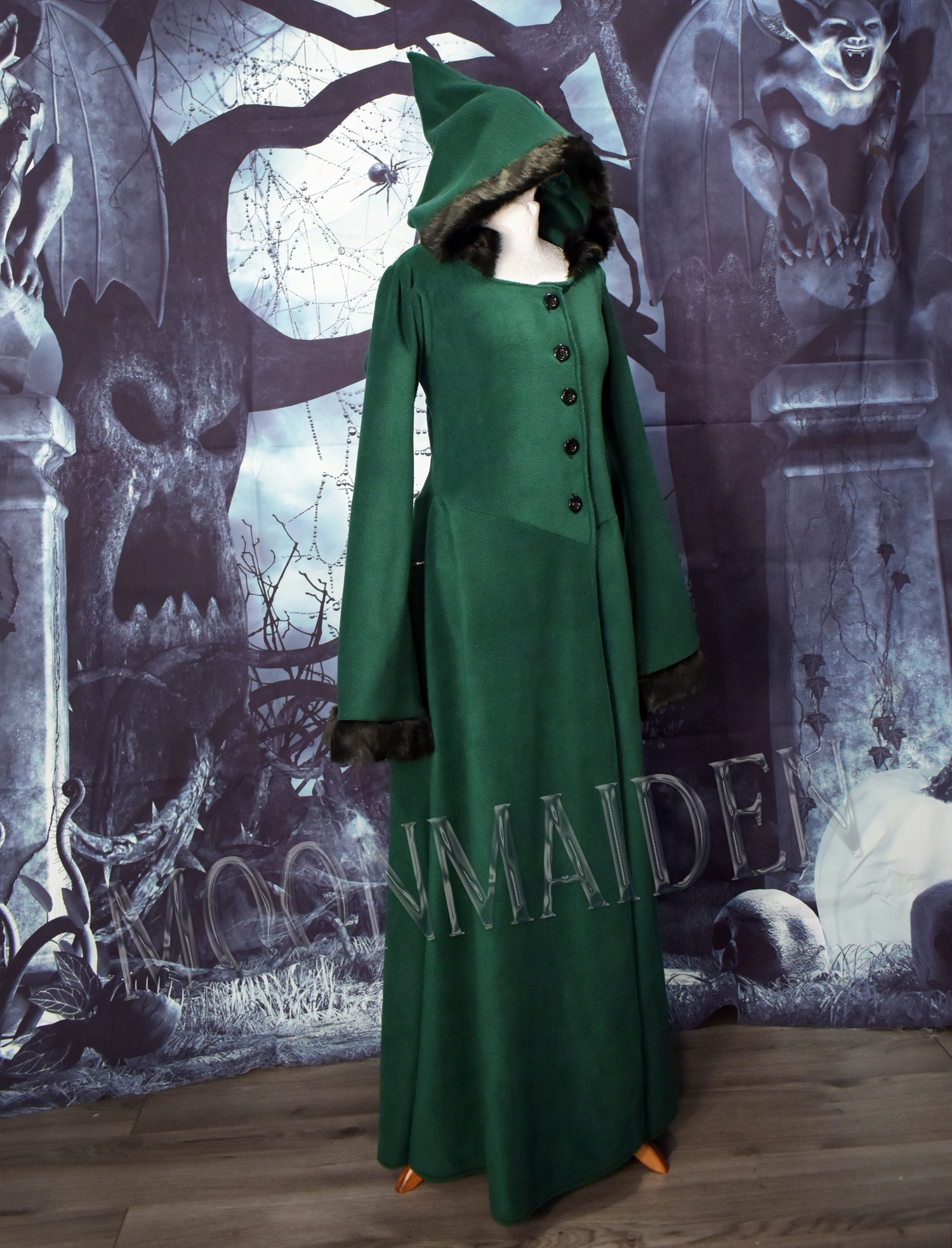 Wulfpergis Coat in Forest and Black by Moonmaiden Gothic Clothing