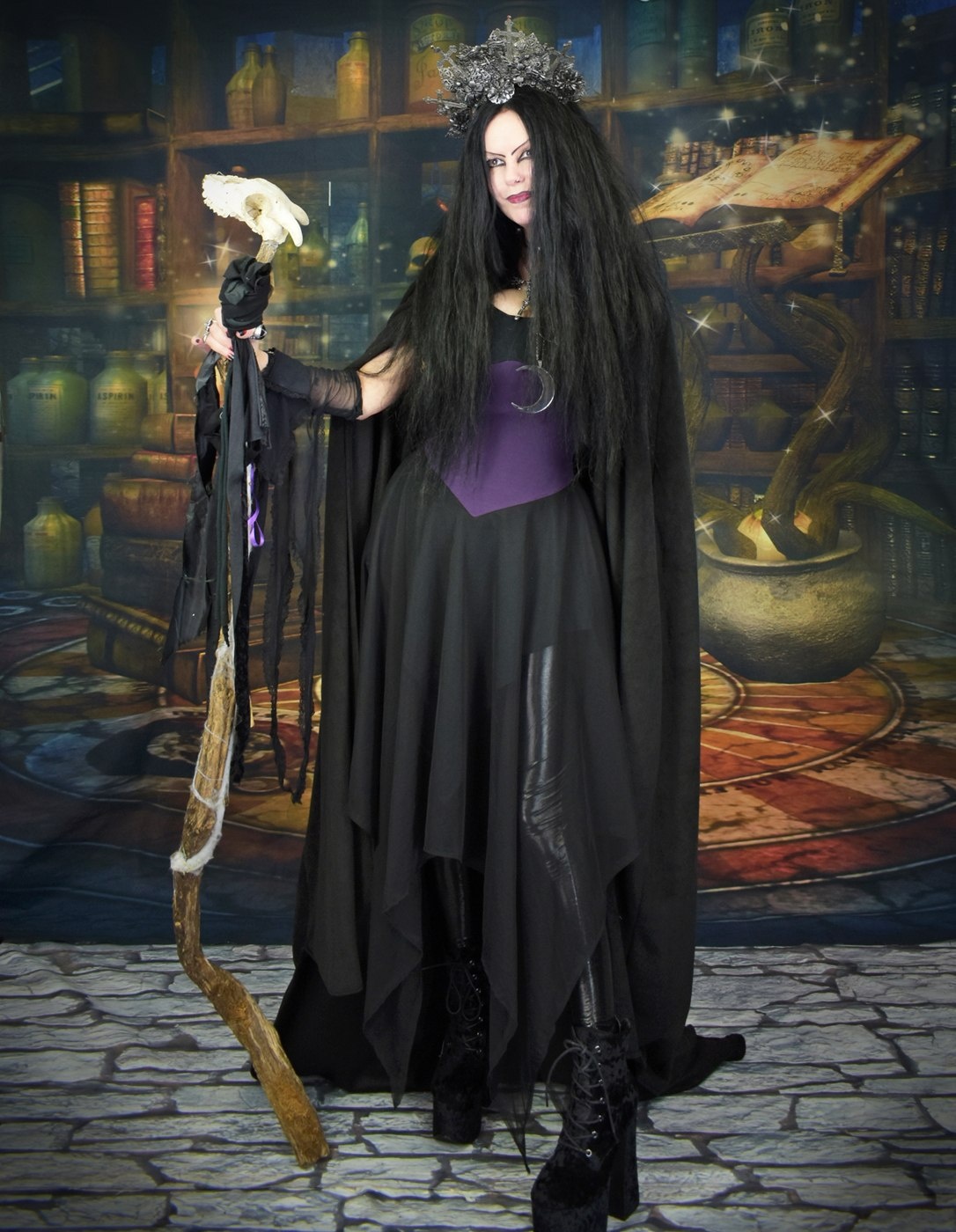 Earthwytch Cloak - fleece witchy goth cloak by Moonmaiden Gothic Clothing