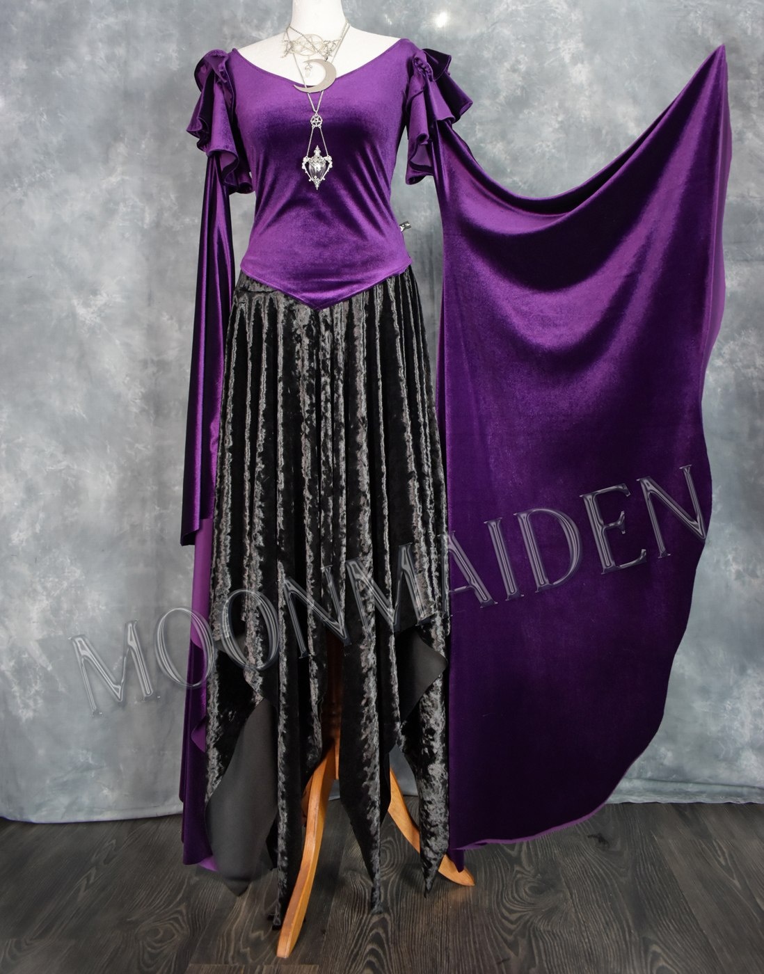 The Ultra Elvenwitch Skirt - marble velvet swishy witchy goth skirt by Moonmaiden Gothic Clothing